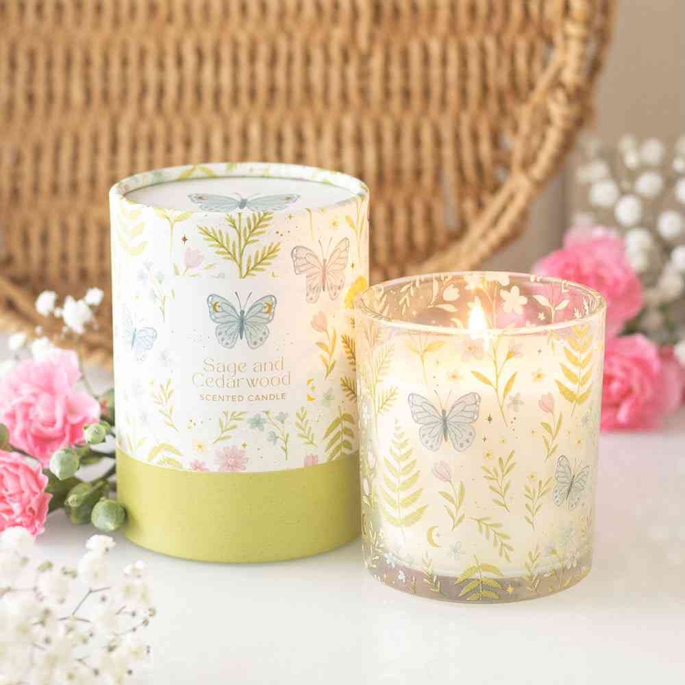Something Different - Luna Bloom Butterfly Sage and Cedarwood Scented Candle - Multicolours
